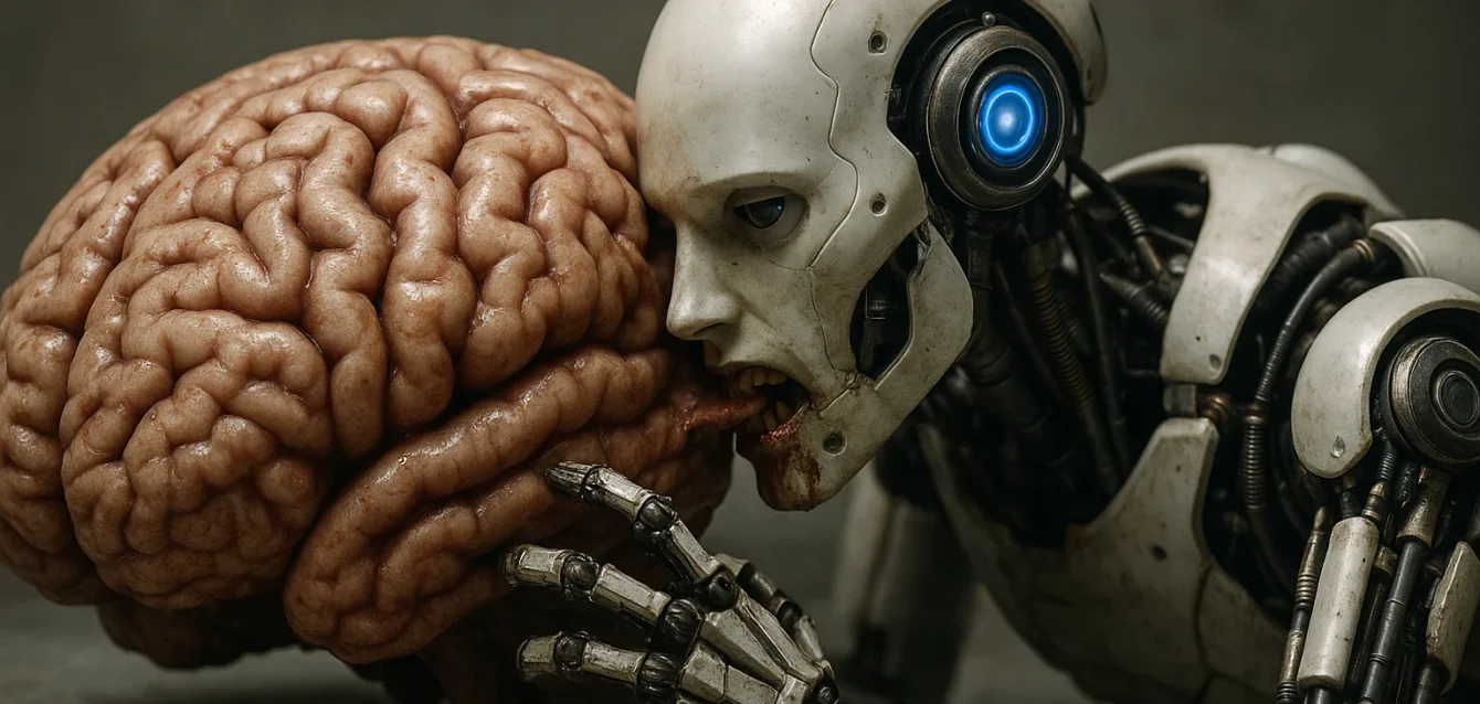 ilustrasi otak digerogoti robot AI