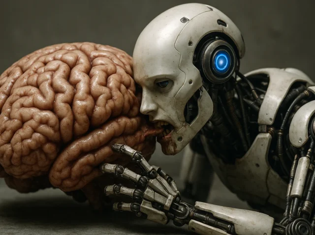 ilustrasi otak digerogoti robot AI