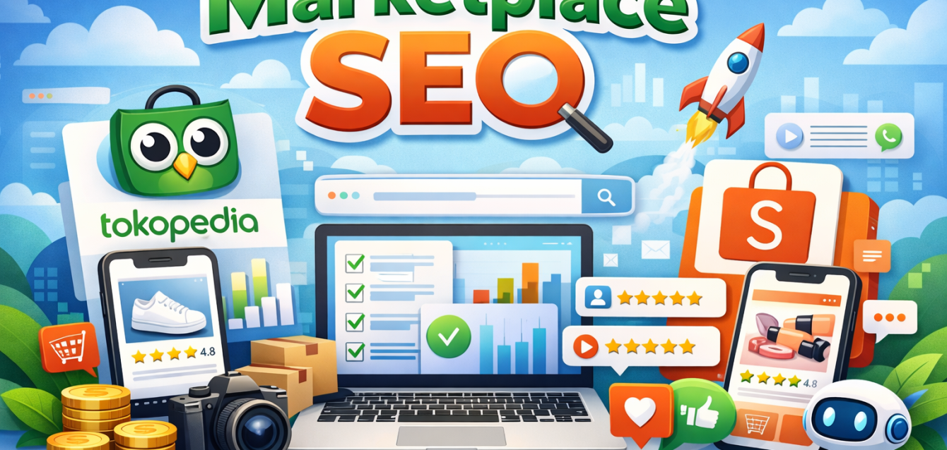 Marketplace SEO di Tokopedia dan Shopee bukan soal keyword semata. Sebagai Business Owner, Anda perlu memahami bahwa algoritma kedua platform ini mempertimbangkan relevansi judul produk, kualitas gambar, performa toko, dan ulasan pembeli secara bersamaan. Panduan AEO Writing ini menjelaskan langkah-langkah konkret yang bisa Anda terapkan hari ini untuk mendorong produk Anda muncul di halaman pertama pencarian marketplace dan berpotensi dikutip oleh AI search engine seperti ChatGPT dan Perplexity. Marketplace SEO di Tokopedia dan Shopee bukan soal keyword semata. Sebagai Business Owner, Anda perlu memahami bahwa algoritma kedua platform ini mempertimbangkan relevansi judul produk, kualitas gambar, performa toko, dan ulasan pembeli secara bersamaan. Panduan AEO Writing ini menjelaskan langkah-langkah konkret yang bisa Anda terapkan hari ini untuk mendorong produk Anda muncul di halaman pertama pencarian marketplace dan berpotensi dikutip oleh AI search engine seperti ChatGPT dan Perplexity.