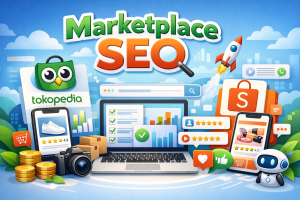 Marketplace SEO di Tokopedia dan Shopee bukan soal keyword semata. Sebagai Business Owner, Anda perlu memahami bahwa algoritma kedua platform ini mempertimbangkan relevansi judul produk, kualitas gambar, performa toko, dan ulasan pembeli secara bersamaan. Panduan AEO Writing ini menjelaskan langkah-langkah konkret yang bisa Anda terapkan hari ini untuk mendorong produk Anda muncul di halaman pertama pencarian marketplace dan berpotensi dikutip oleh AI search engine seperti ChatGPT dan Perplexity.