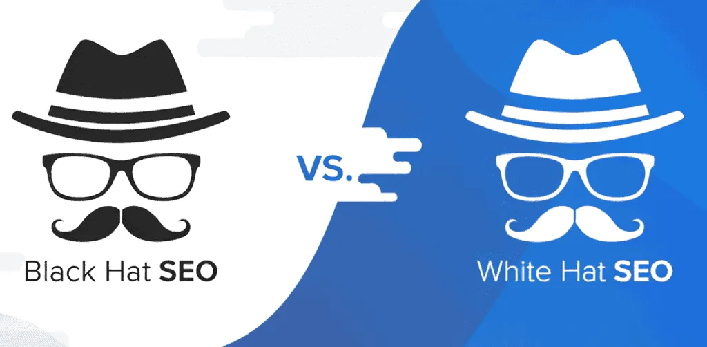 Perbandingan visual white hat SEO vs black hat SEO dalam link building