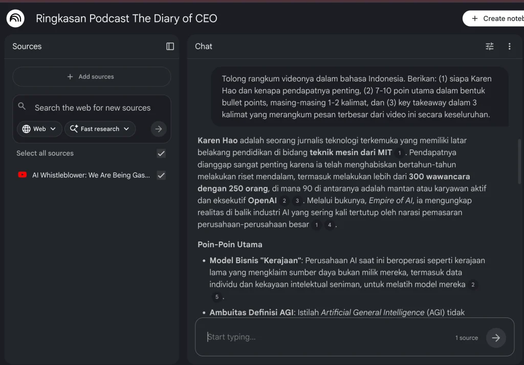 Langkah 5 menggunakan NotebookLM