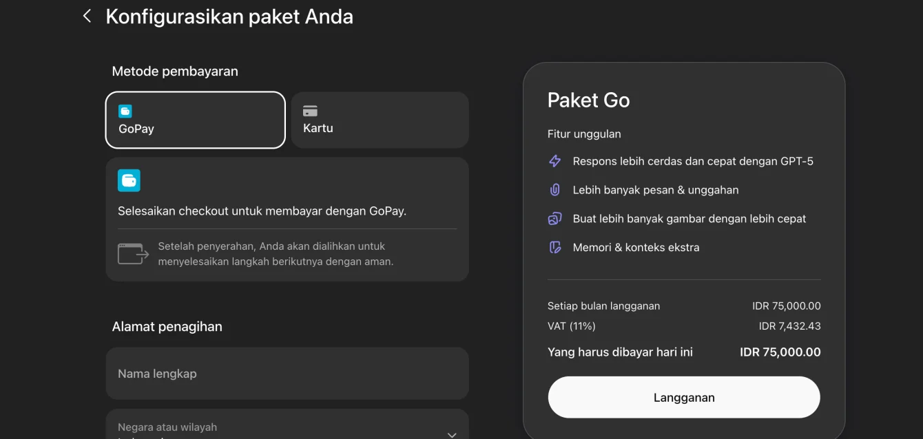 tampilan halaman pembayaran chatgpt tampilan halaman pembayaran chatgpt