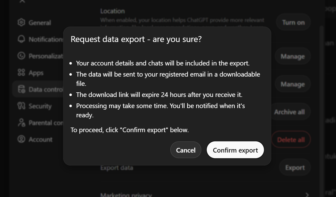 Cara Export Isi Chat ChatGPT
