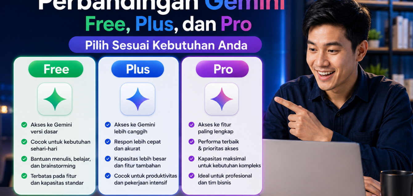 Perbandingan Gemini Free, Plus, dan Pro Pilih Sesuai Kebutuhan Anda Perbandingan Gemini Free, Plus, dan Pro Pilih Sesuai Kebutuhan Anda
