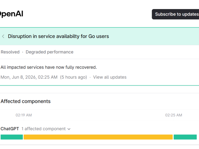 Cara Atasi Disruption in service availability for Go users ChatGPT