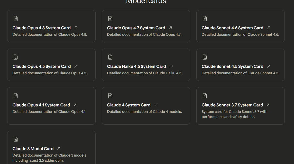10 Model cards Claude API