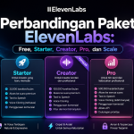 Perbandingan Paket ElevenLabs Free, Starter, Creator, Pro, dan Scale