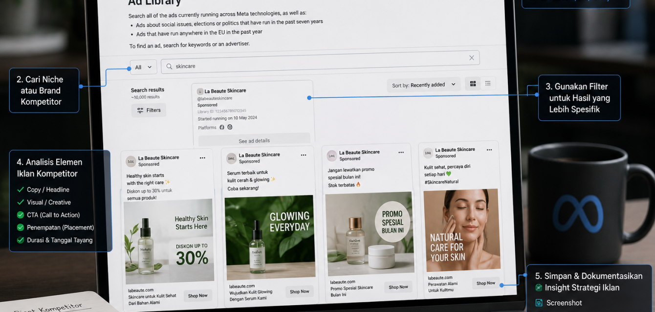 Cara Menggunakan Meta Ads Library untuk Riset Strategi Iklan Kompetitor