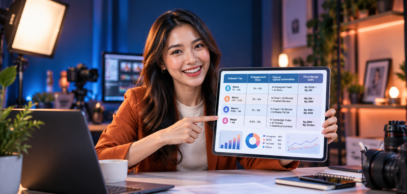 Rate Card KOL Indonesia 2026: Benchmark per Tier Follower